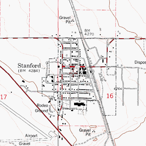 Topographic Map of Judith Basin County Ambulance, MT