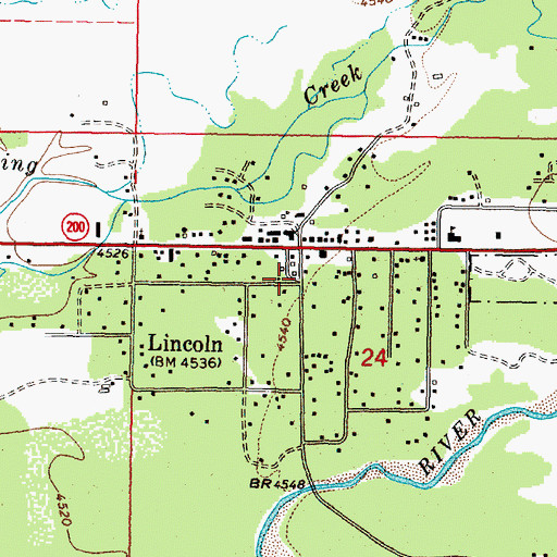 Topographic Map of Lincoln Community Ambulance Service Station 2, MT