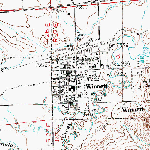 Topographic Map of Petroleum County Ambulance Service, MT