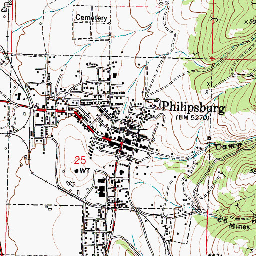 Topographic Map of Philipsburg Volunteer Ambulance Association, MT