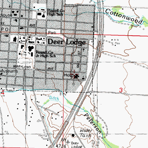 Topographic Map of Powell County Ambulance Service, MT