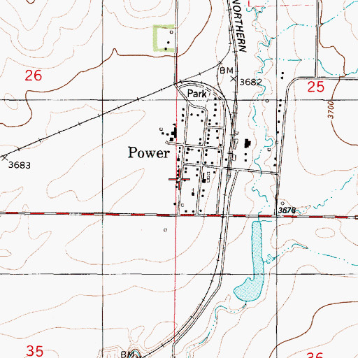 Topographic Map of Power Ambulance, MT