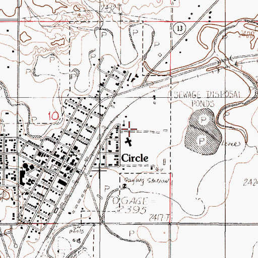 Topographic Map of Redwater Valley Ambulance Service, MT