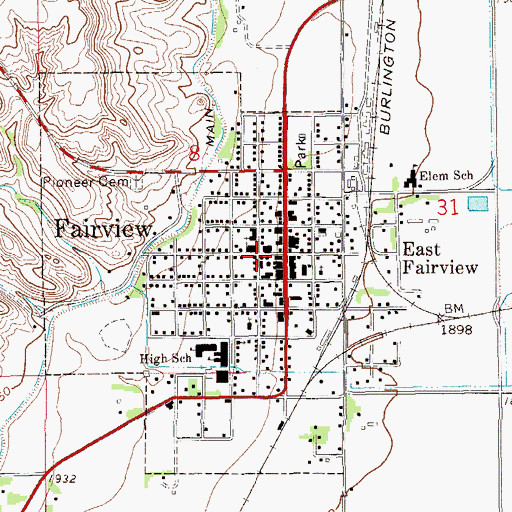 Topographic Map of Richland County Ambulance Fairview, MT