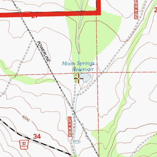 Topographic Map of Moon Springs Reservoir, CA