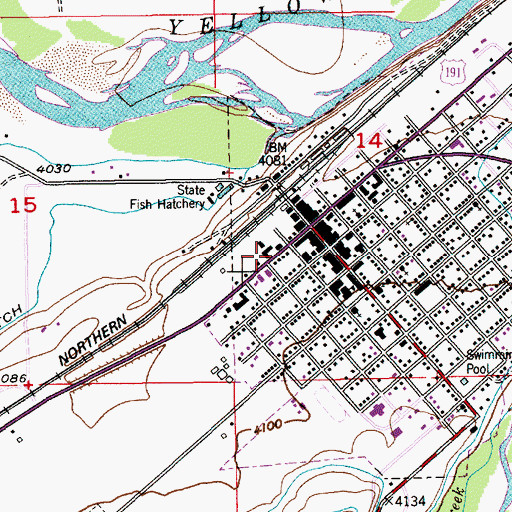 Topographic Map of Sweet Grass County Ambulance Service, MT