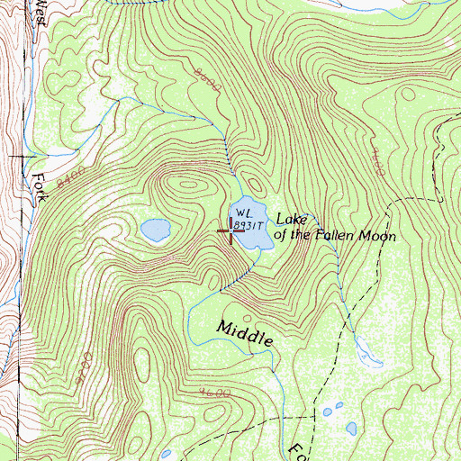 Topographic Map of Lake of the Fallen Moon, CA