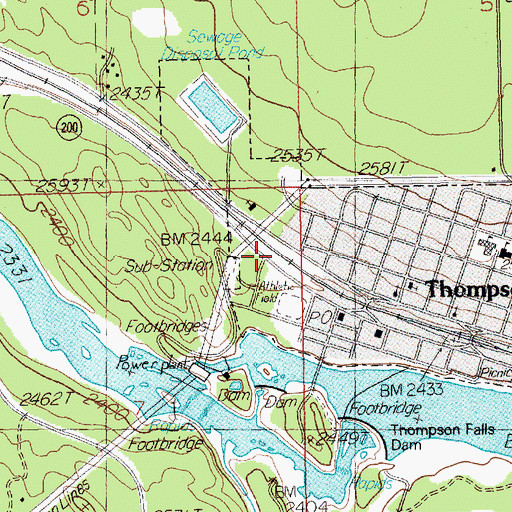 Topographic Map of Thompson Falls Ambulance, MT