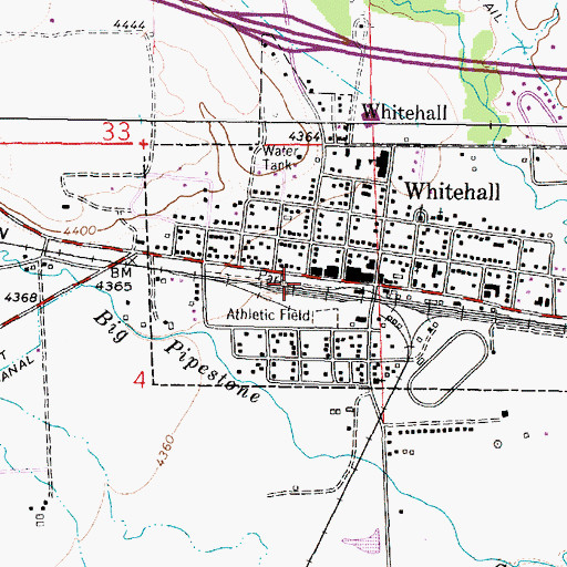 Topographic Map of Whitehall Ambulance, MT