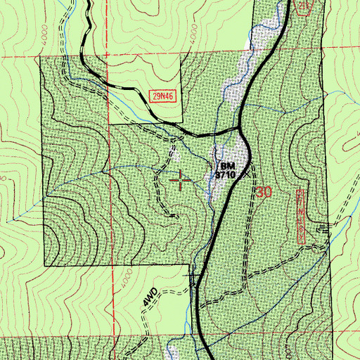 Topographic Map of Moonlight Creek, CA