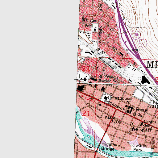 Topographic Map of Saint Patrick Hospital Life Flight, MT