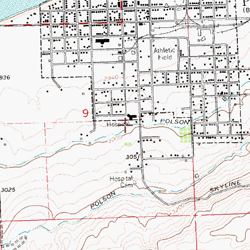 Topographic Map of Saint Joseph Medical Center Emergency Services, MT