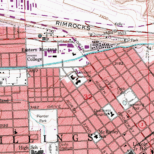 Topographic Map of Saint Vincent Healthcare Help Flight, MT