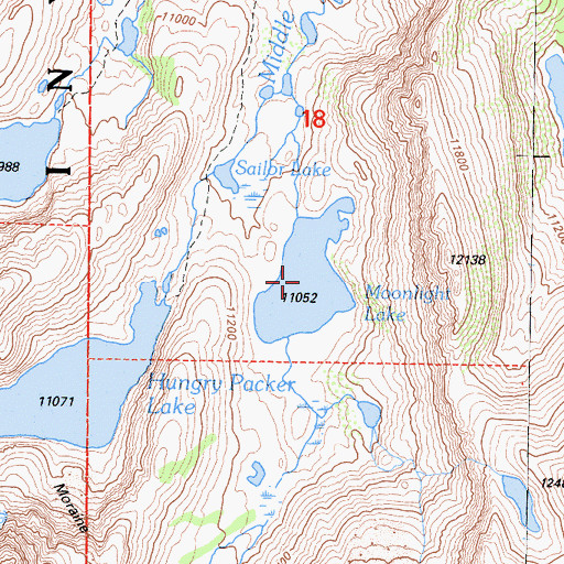 Topographic Map of Moonlight Lake, CA