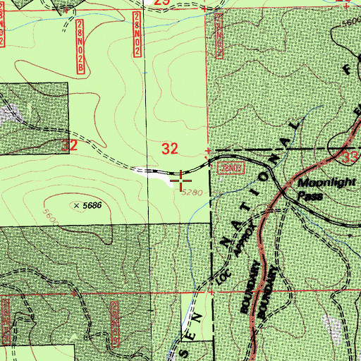 Topographic Map of Moonlight Pass, CA