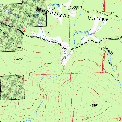 Topographic Map of Moonlight Valley, CA