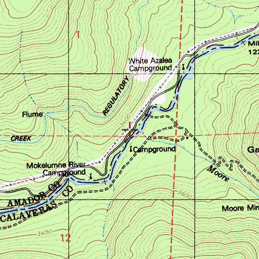 Topographic Map of Moore Creek, CA