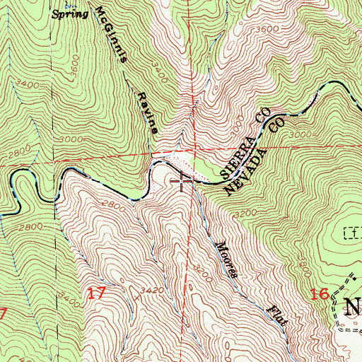 Topographic Map of Moore Flat Creek, CA