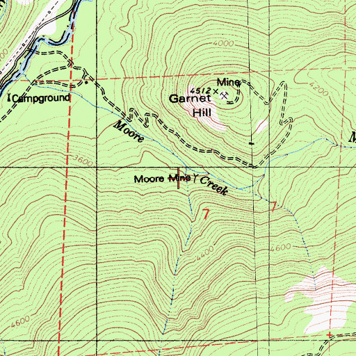 Topographic Map of Moore Mine, CA