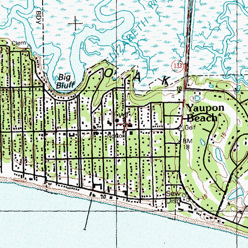 Topographic Map of Oak Island Fire and Rescue Station 2 - Yaupon Beach Fire Department, NC