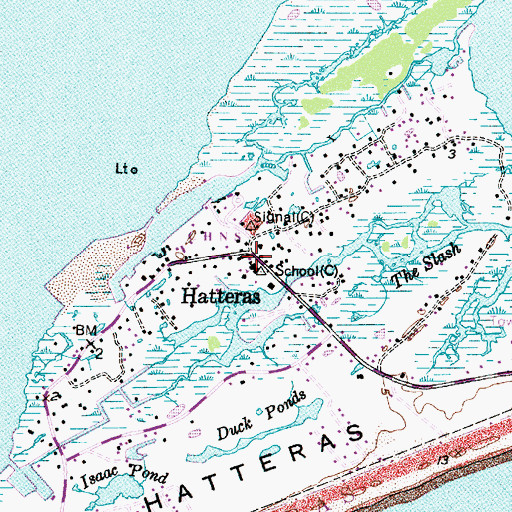 Topographic Map of Hatteras Fire Department, NC