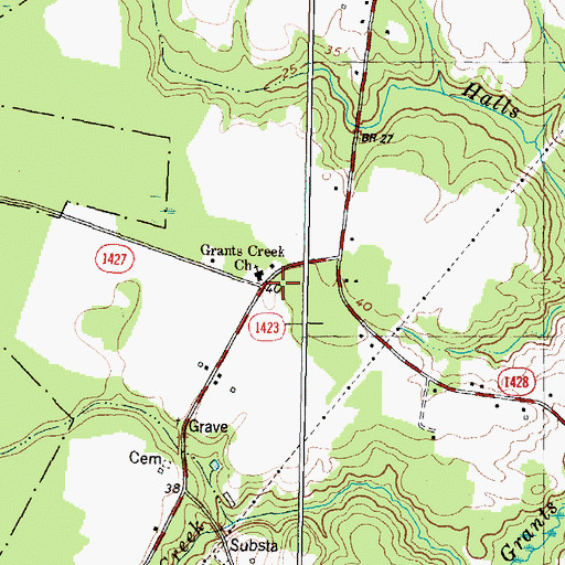 Topographic Map of White Oak Volunteer Fire Department, NC