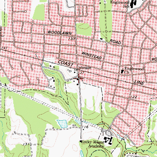 Topographic Map of Rocky Mount Fire Department Station 3, NC