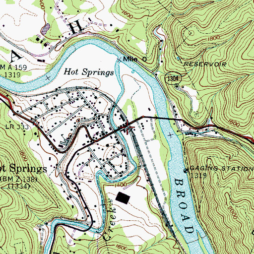 Topographic Map of Hot Springs Fire Department, NC