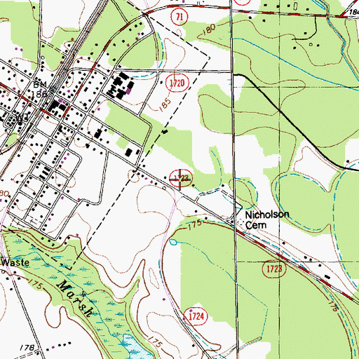 Topographic Map of Parkton Volunteer Fire Department, NC