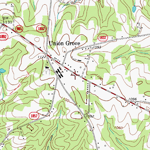 Topographic Map of Union Grove Volunteer Fire Department, NC