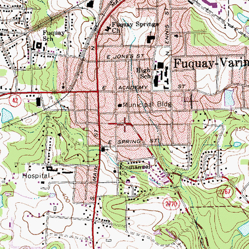 Topographic Map of Fuquay - Varina Fire Department Station 1, NC