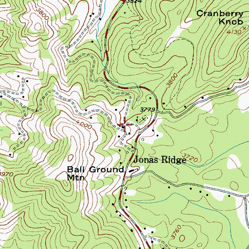 Topographic Map of Jonas Ridge Fire Department, NC