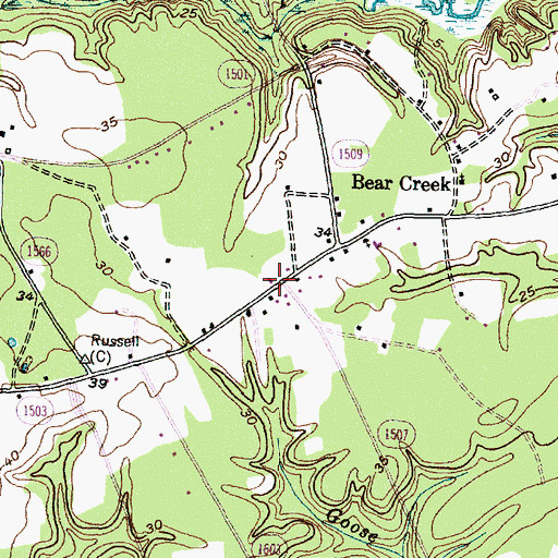 Topographic Map of Bear Creek Volunteer Fire Department, NC