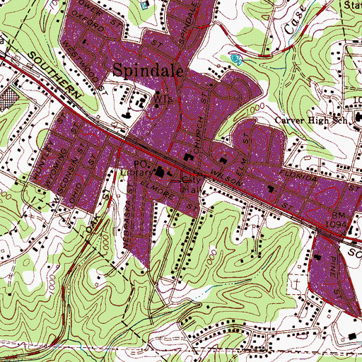 Topographic Map of Spindale Fire Department, NC