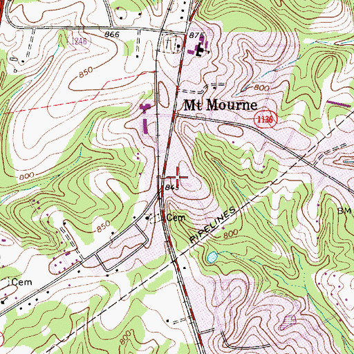 Topographic Map of Mount Mourne Volunteer Fire Department, NC