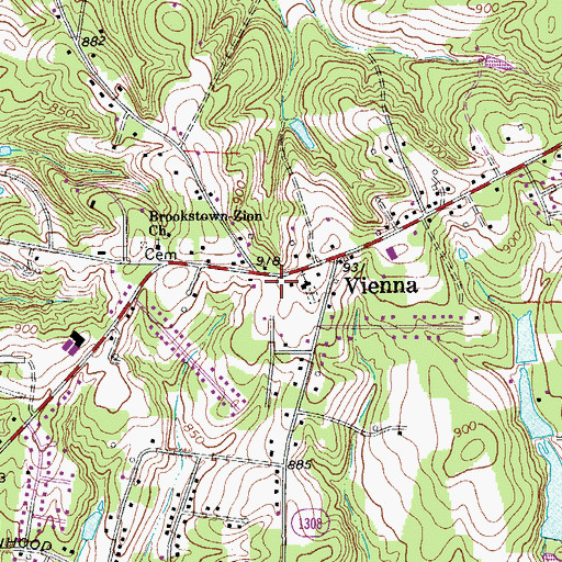 Topographic Map of Vienna Volunteer Fire Department, NC