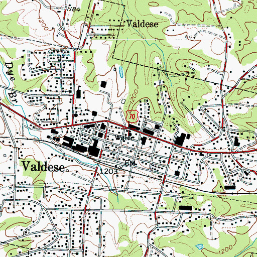 Topographic Map of Valdese Fire Department, NC