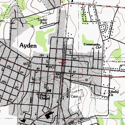 Topographic Map of Ayden Fire Department, NC