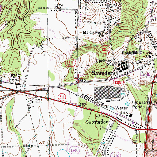 Topographic Map of North Raeford Fire Department, NC