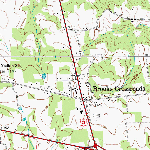 Topographic Map of West Yadkin Volunteer Fire Department, NC