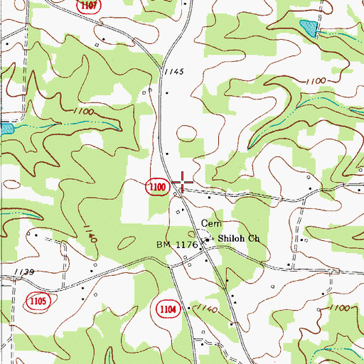 Topographic Map of Buck Shoals Volunteer Fire Department, NC