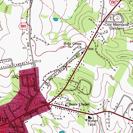 Topographic Map of Boger City Fire Department, NC