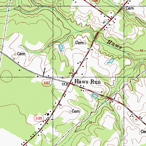 Topographic Map of Haws Run Volunteer Fire Department, NC