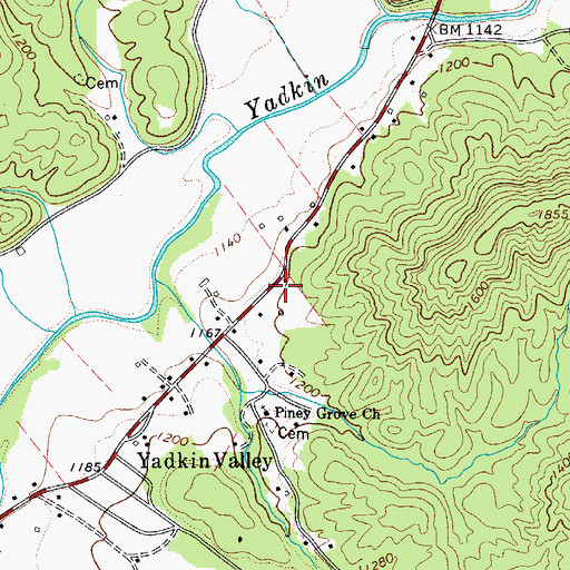 Topographic Map of Yadkin Valley Volunteer Fire Department, NC