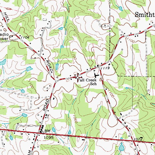 Topographic Map of Fall Creek Volunteer Fire Department, NC