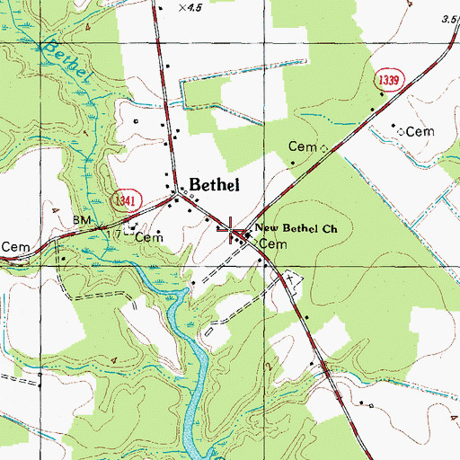 Topographic Map of Bethel Community Fire Protection Association Station, NC