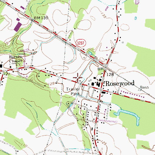 Topographic Map of Rosewood Volunteer Fire Department, NC