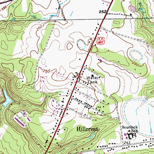 Topographic Map of Hillcrest Fire Department, NC