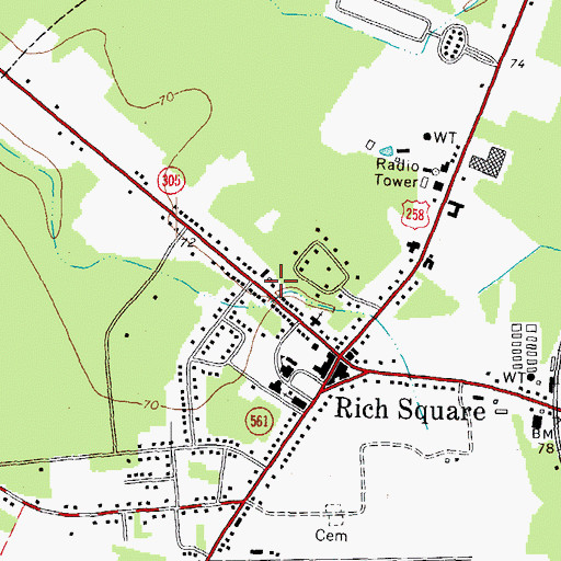 Topographic Map of Rich Square Fire Department, NC
