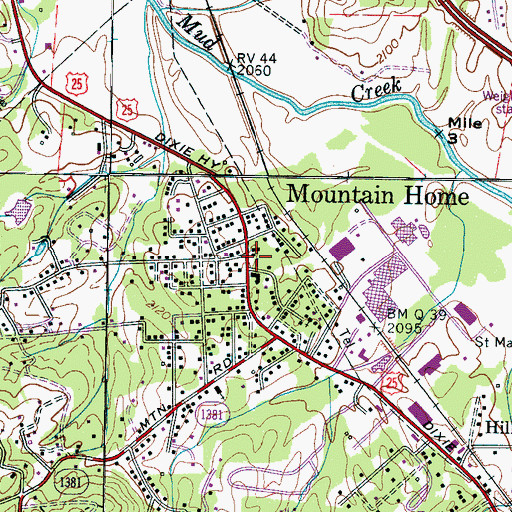 Topographic Map of Mountain Home Fire and Rescue Department Station 1, NC